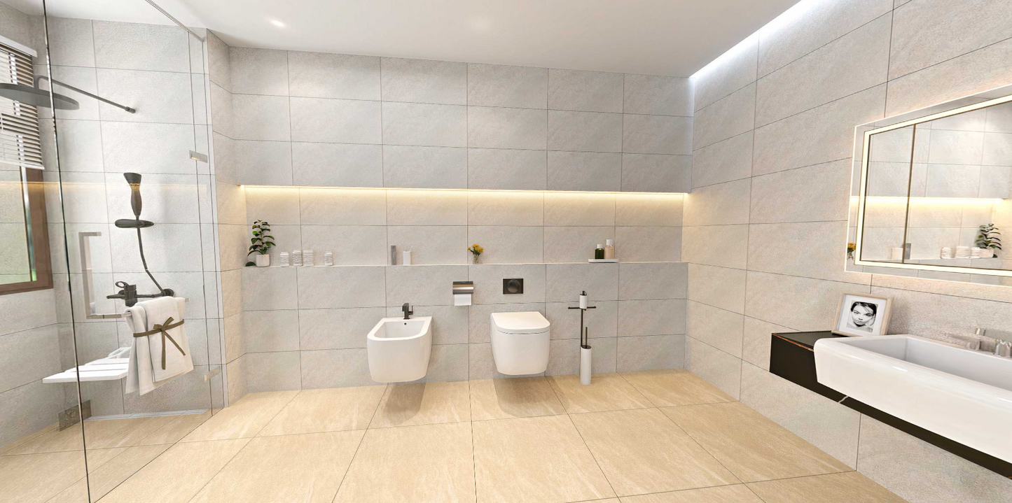 Modern bathroom with tiled walls, a sink, and toilet, Tilesshopper Tiles Shopper, modern marble floor tiles, glossy white kitchen wall tiles, matte black bathroom tiles, ceramic mosaic backsplash, outdoor patio stone tiles, geometric patterned tiles, large porcelain floor slabs, subway tiles for bathroom walls, textured gray concrete-look tiles, luxury marble-look porcelain tiles, decorative accent wall tiles, terrazzo floor tiles, wooden plank ceramic tiles, high-gloss living room tiles, minimalist kitchen