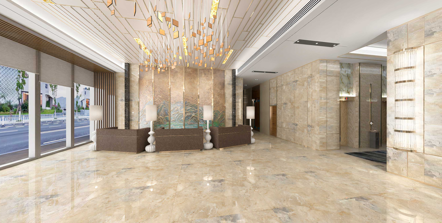 Modern interior of a building with marble floors and decorative lighting, Tilesshopper Tiles Shopper, modern marble floor tiles, glossy white kitchen wall tiles, matte black bathroom tiles, ceramic mosaic backsplash, outdoor patio stone tiles, geometric patterned tiles, large porcelain floor slabs, subway tiles for bathroom walls, textured gray concrete-look tiles, luxury marble-look porcelain tiles, decorative accent wall tiles, terrazzo floor tiles, wooden plank ceramic tiles, high-gloss living room tiles