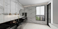 Modern bathroom with marble walls, black fixtures, and a large window, Tilesshopper Tiles Shopper, modern marble floor tiles, glossy white kitchen wall tiles, matte black bathroom tiles, ceramic mosaic backsplash, outdoor patio stone tiles, geometric patterned tiles, large porcelain floor slabs, subway tiles for bathroom walls, textured gray concrete-look tiles, luxury marble-look porcelain tiles, decorative accent wall tiles, terrazzo floor tiles, wooden plank ceramic tiles, high-gloss living room tiles, m