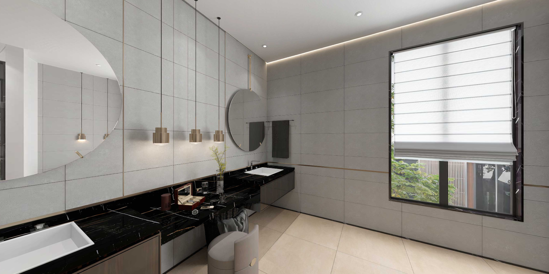 Modern bathroom with gray tiles, black fixtures, and a large window, Tilesshopper Tiles Shopper, modern marble floor tiles, glossy white kitchen wall tiles, matte black bathroom tiles, ceramic mosaic backsplash, outdoor patio stone tiles, geometric patterned tiles, large porcelain floor slabs, subway tiles for bathroom walls, textured gray concrete-look tiles, luxury marble-look porcelain tiles, decorative accent wall tiles, terrazzo floor tiles, wooden plank ceramic tiles, high-gloss living room tiles, min